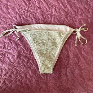 Hollister Light Green and White Textured Bikini Bottom
